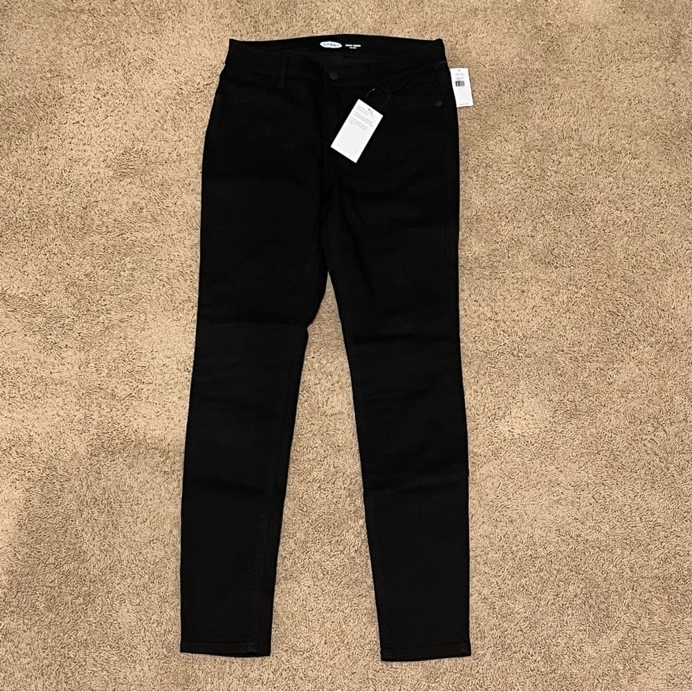 Old Navy Mid Rise Super Skinny Jeans Color Black Size 2